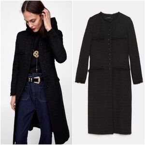 Zara Long Tweed Women's Coat